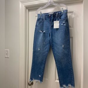 KanCan Blue Straight Leg Jeans with Distressed Details